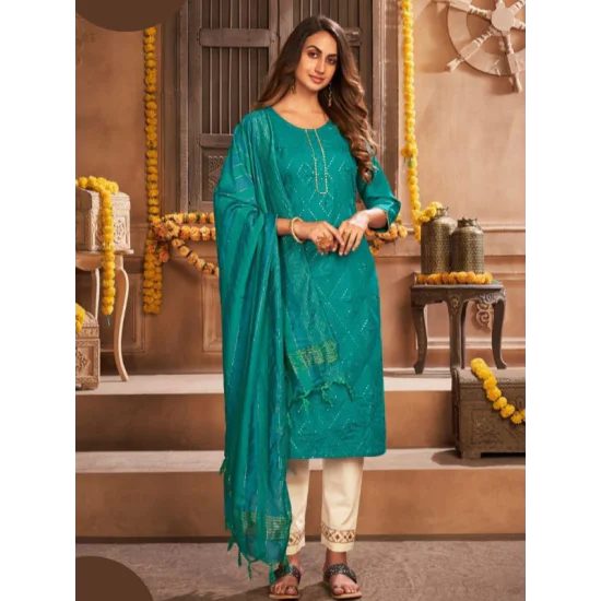 Wedding Special Cotton Kurtis with Bottom Dupatta Set Large
