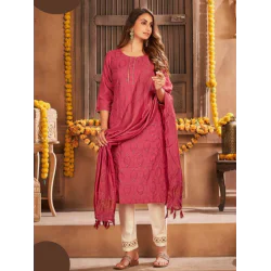 Wedding Special Cotton Kurtis with Bottom Dupatta Set Large