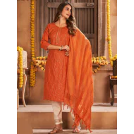 Wedding Special Cotton Kurtis with Bottom Dupatta Set Large