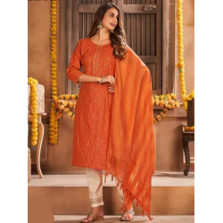 Wedding Special Cotton Kurtis with Bottom Dupatta Set 2XL