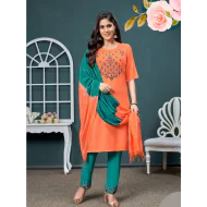Embroidery Kurtis with Bottom Dupatta Set