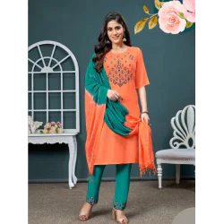 Embroidery Kurtis with Bottom Dupatta Set