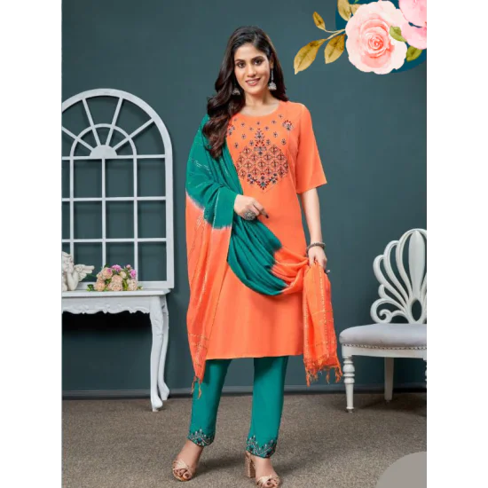 Embroidery Kurtis with Bottom Dupatta Set Embroidery Kurtis with Bottom Dupatta Set