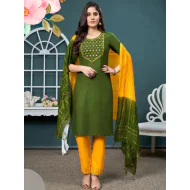 Embroidery Kurtis with Bottom Dupatta Set