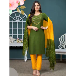 Embroidery Kurtis with Bottom Dupatta Set