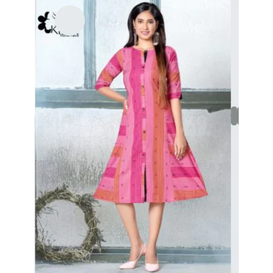 CREPE UMBRELLA KURTI -HHG_D104_07_PINK - happyhappygarment.com