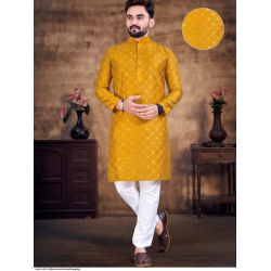 Cotton Mirror Work Men's Kurta with Pajama Set