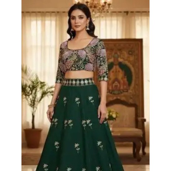 Beautiful Georgette Sequins Embroider Wedding Lehenga Choli Readymade