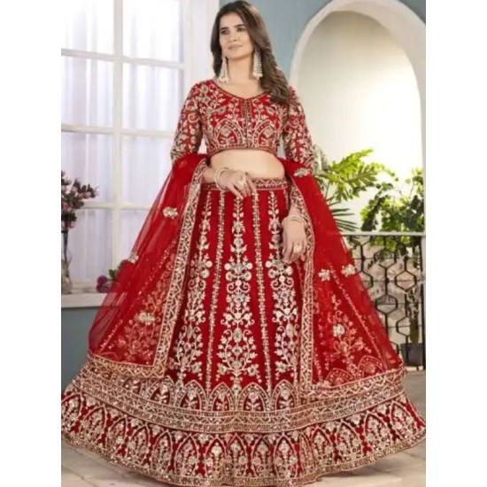 Designer Butterfly Net Fancy Sequins Cording Embroidery Lehenga Choli Readymade