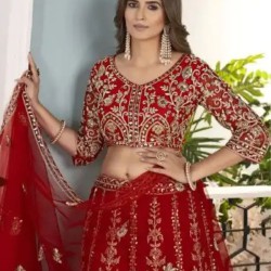 Designer Butterfly Net Fancy Sequins Cording Embroidery Lehenga Choli Readymade