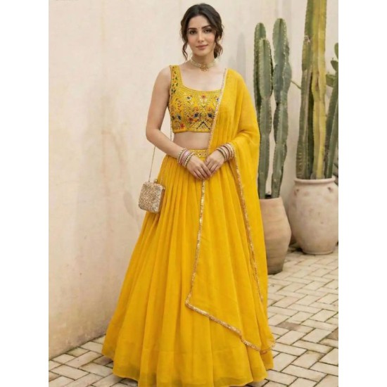 Designer Georgette Embroidery Wedding Lehenga Choli Readymade