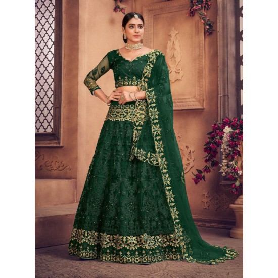 Designer Net Embroidery Pearl Embellished Lehenga Choli Readymade