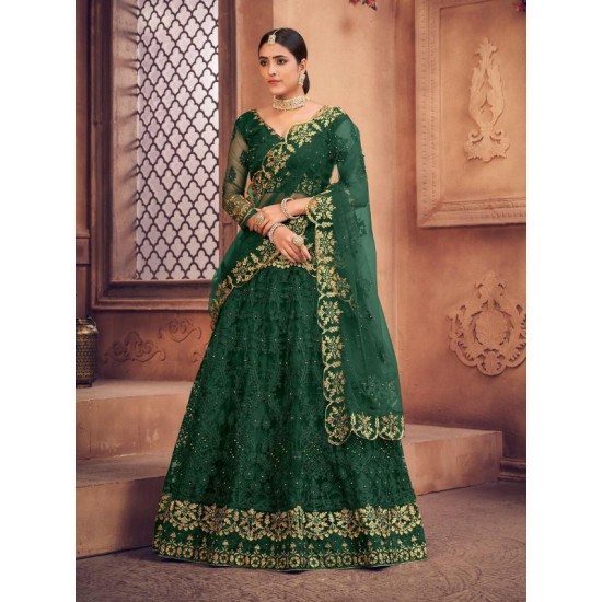 Designer Net Embroidery Pearl Embellished Lehenga Choli Readymade