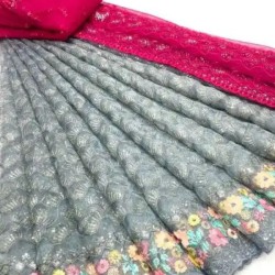 Designer Organza Silk Sequins Embroidery Half Saree Lehenga Choli Readymade