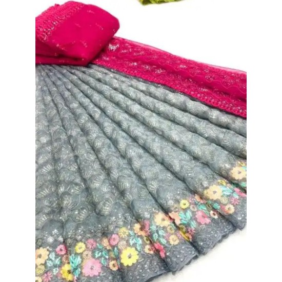 Designer Organza Silk Sequins Embroidery Half Saree Lehenga Choli Readymade