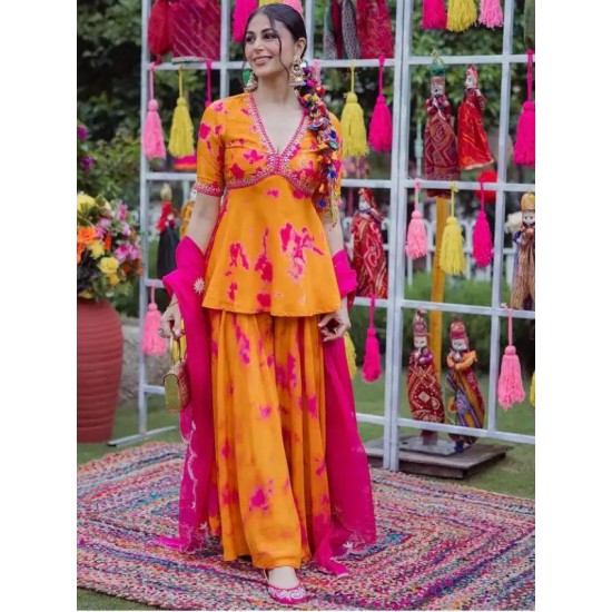 Digital Print Trendy Stylish Palazzo Salwar Suit Set Readymade