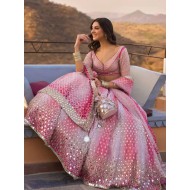 Georgette Floral Heavy Embroidery Sequins Umbrella Lehenga Choli Readymade