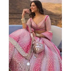 Georgette Floral Heavy Embroidery Sequins Umbrella Lehenga Choli Readymade