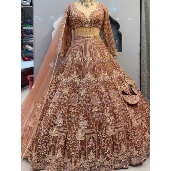 Luxury Soft Net Lehenga with Sequins Embroidery Readymade Lehenga Choli
