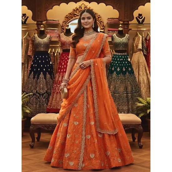 Silk Heavy Embroidery Lehenga Choli Designer Readymade