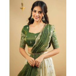 Traditional Festive Vichitra Silk Blouse with Embroidery Half Saree Readymade