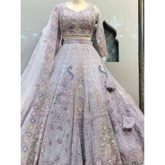 Beautiful Heavy Embroidery Net Wedding Lehenga Choli Readymade
