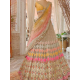 Beautiful Heavy Embroidery Net Yellow Pink Wedding Lehenga Choli Readymade