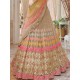 Beautiful Heavy Embroidery Net Yellow Pink Wedding Lehenga Choli Readymade