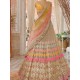 Beautiful Heavy Embroidery Net Yellow Pink Wedding Lehenga Choli Readymade