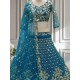 Bridal Net Heavy Embroidery Teal Blue Lehenga Choli Readymade