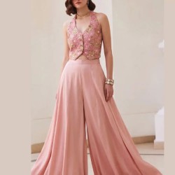 Beautiful Soft Silk Waistcoats Palazzo Suits Sets