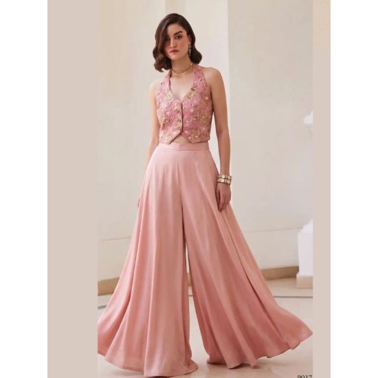 Beautiful Soft Silk Waistcoats Palazzo Suits Sets