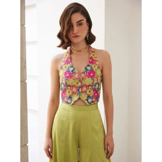 Beautiful Soft Silk Waistcoats Palazzo Suits Sets