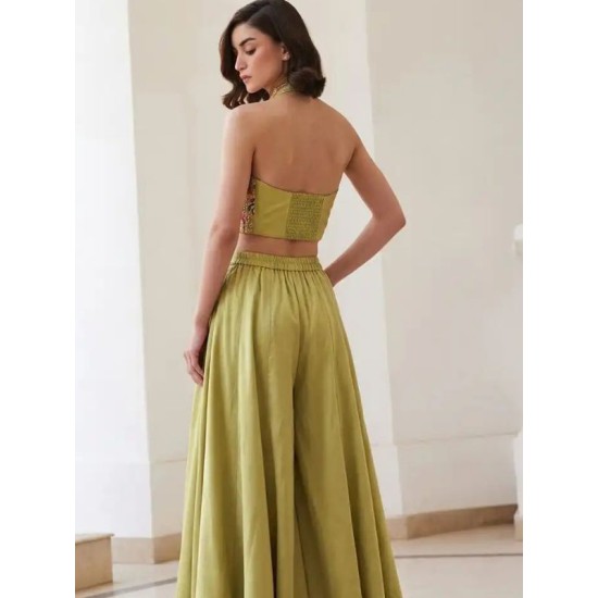 Beautiful Soft Silk Waistcoats Palazzo Suits Sets
