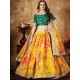 Beautiful Yellow Green Floral Embroidery Lehenga Choli Readymade