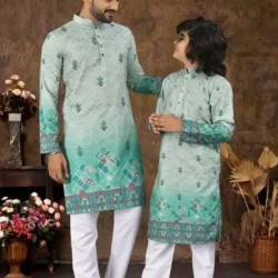 Designer Digital Print Rayon Men's Kurta with Pajama Set