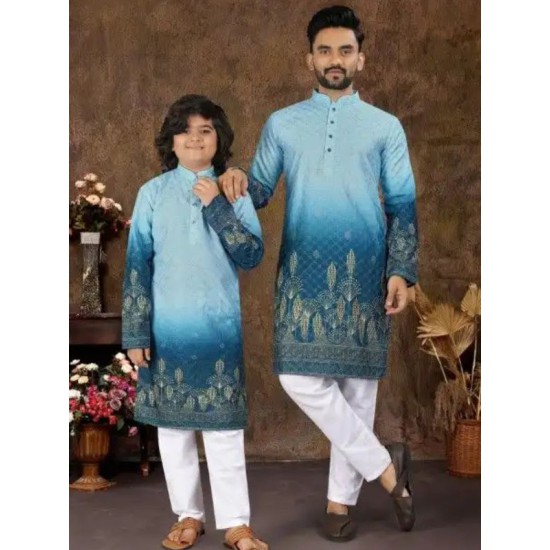 Designer Digital Print Rayon Men's Kurta with Pajama Set