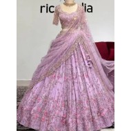 Designer Soft Net Heavy Embroidery Pink Lehenga Choli Readymade