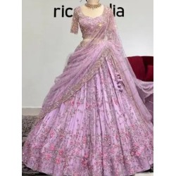 Designer Soft Net Heavy Embroidery Pink Lehenga Choli Readymade