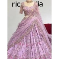 Designer Soft Net Heavy Embroidery Pink Lehenga Choli Readymade