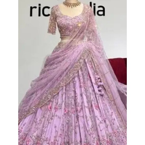 Designer Soft Net Heavy Embroidery Pink Lehenga Choli Readymade