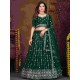 Georgette Floral Heavy Embroidery Green Umbrella Lehenga Choli Readymade
