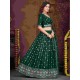 Georgette Floral Heavy Embroidery Green Umbrella Lehenga Choli Readymade