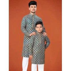 Heavy Embroidery Sequence Rayon Men's Kurta with Pajama Set