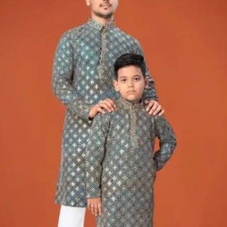 Heavy Embroidery Sequence Rayon Men's Kurta with Pajama Set