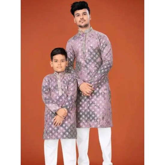 Heavy Embroidery Sequence Rayon Men's Kurta with Pajama Set