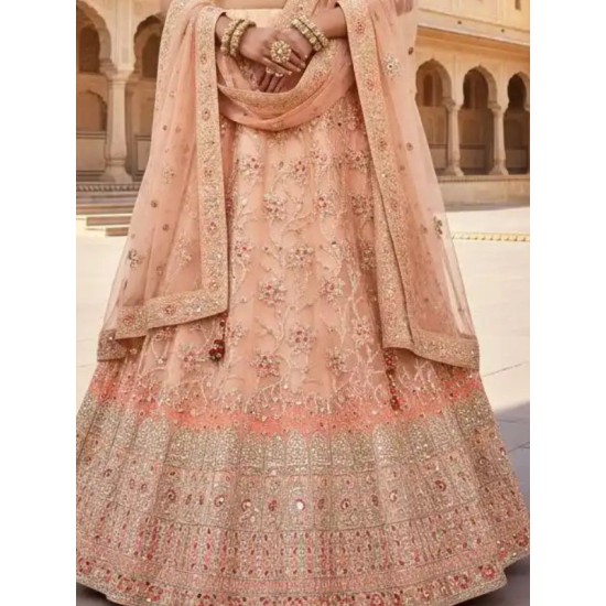 Luxury Velvet Designer Bridal Embroidery Lehenga Choli Readymade