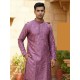 Designer Silk Sequence Embroidery Purple Men's Kurta with Pajama Set