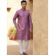 Designer Silk Sequence Embroidery Purple Men's Kurta with Pajama Set