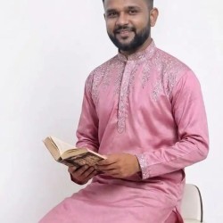 Designer Silk Sequence Embroidery Pink Men's Kurta with Pajama Set